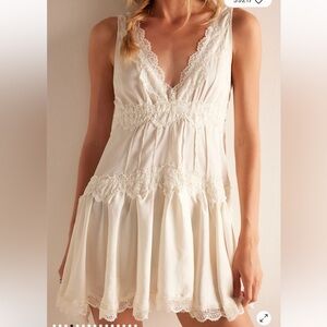 Free People Cream Lace-Trim Chemise